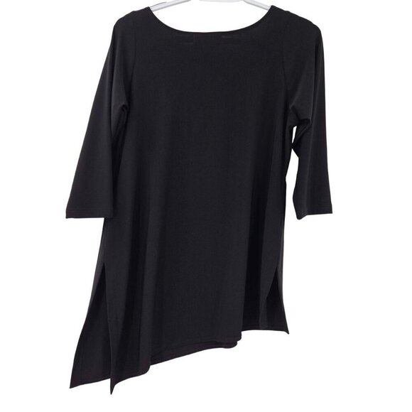 Sympli Nu Focus Tunic Top Black Women's Size 8 Cutout Asymmetric Hem Minimalist - Picture 2 of 10